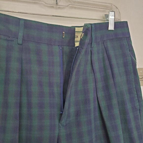 Tommy Hilfiger Vintage Preppy Plaid Pleated Front Men's Dress Pants NEW 32/35 - Picture 3 of 10